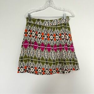 Criss Cross Green Orange Colorful Simple Mini Skirt Size M